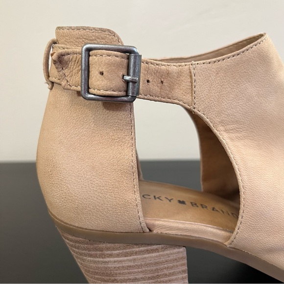 Lucky Brand Barimo Leather Peep Toe Ankle Fashion Heels - Picture 7 of 12